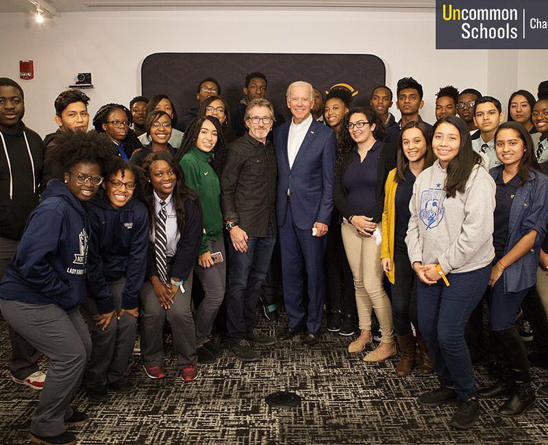 Students pose with Joe Biden