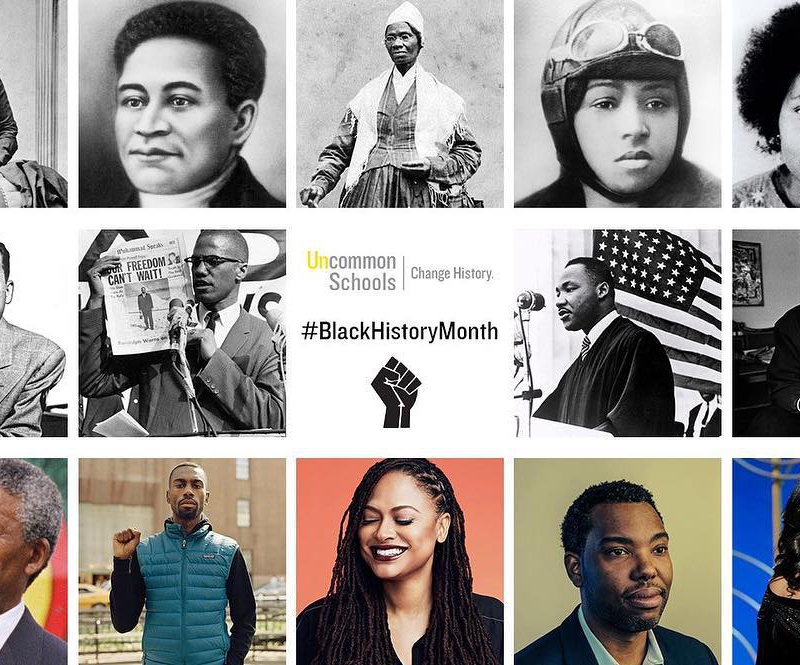 14 small pictures of important black figures for Black History Month