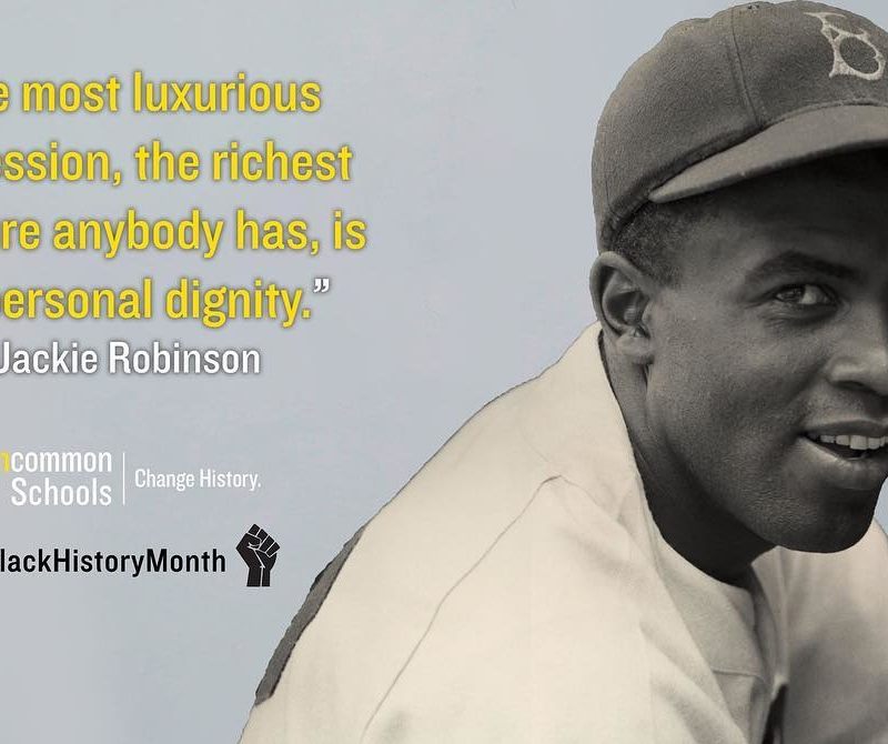 Photo of Jackie Robinson with a quote